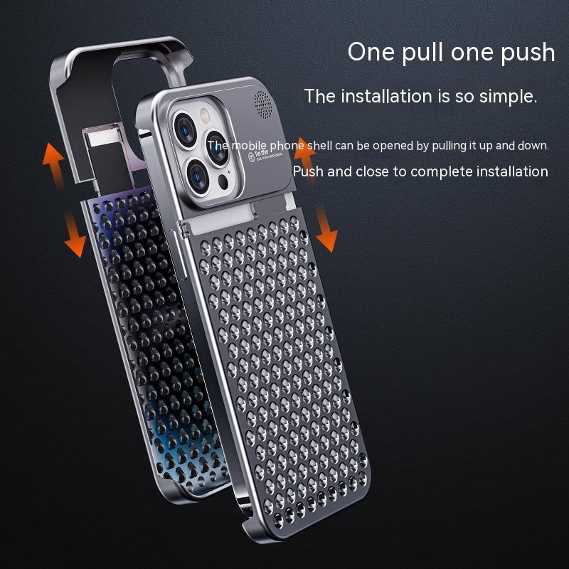 Coque de téléphone en alliage d'aluminium pour 14 13 Pro Max Plus, dissipation de chaleur creuse, anti-chute, coque de téléphone intégrale et résistante aux chocs.