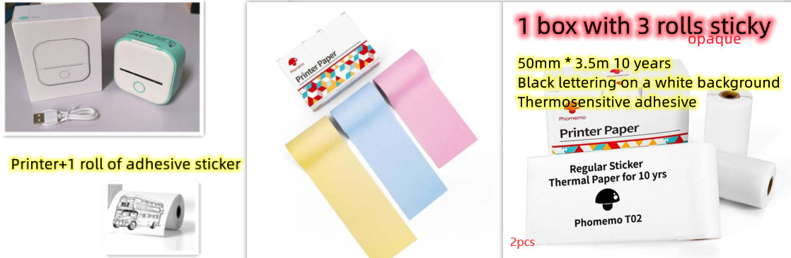 Imprimante thermique portable mini pour étiquettes, imprimante photo domestique, imprimante pour étudiants, imprimante de questions erronées, imprimante d'étiquettes mini compatible Bluetooth, étiquettes de prix.