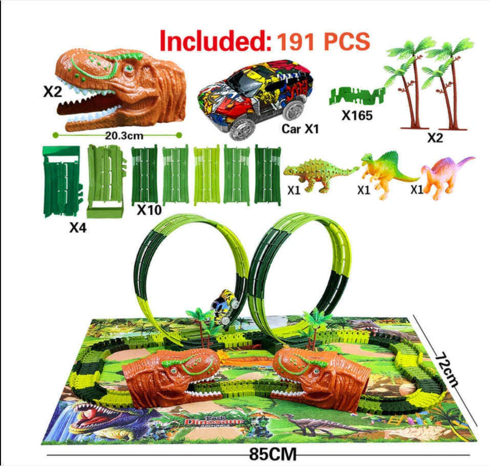 Jouet de course sur piste électrique assemblé pour enfants, simulation d'animaux, tyrannosaure, dinosaure, puzzle, cadeau pour garçon