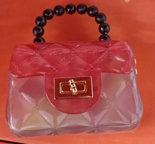 Sac en gelée transparent à main en perles