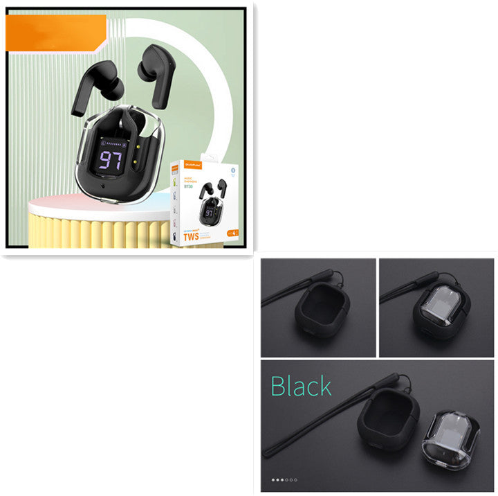 Nouveau mini casque sans fil transparent Bluetooth avec affichage numérique, réduction de bruit ENC, véritable sans fil, musique sportive.