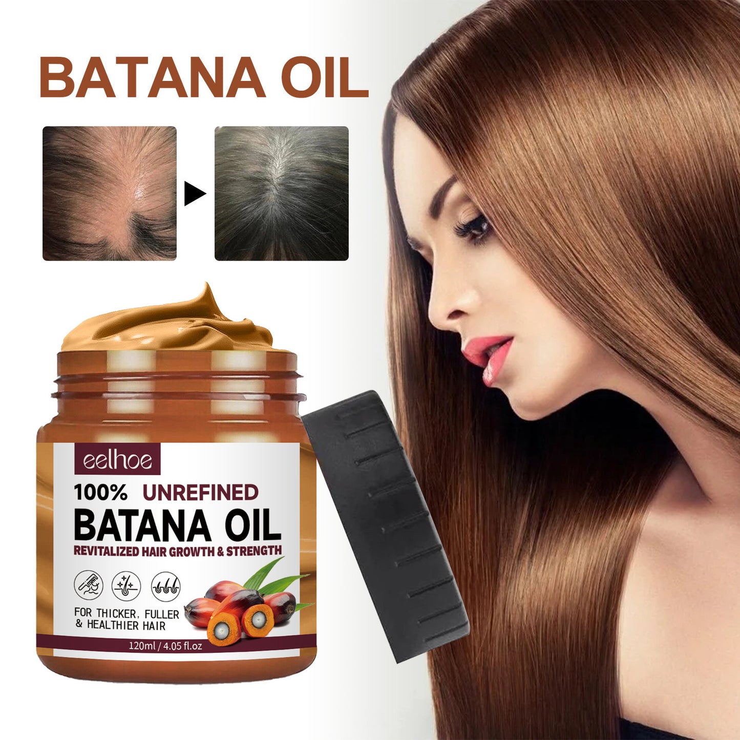 Après-shampooing à l'huile de batana pure, masque capillaire lissant et lissant, traitements anti-chute, pointes fourchues, cheveux abîmés et pelucheux