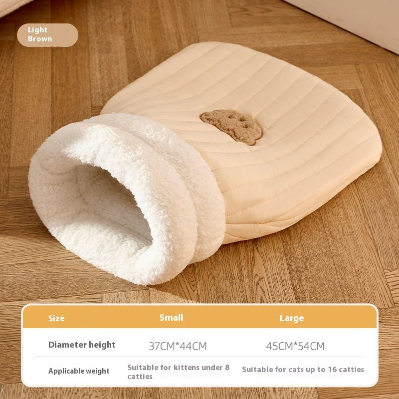 Sac de couchage chaud avec poche fermée pour chat
