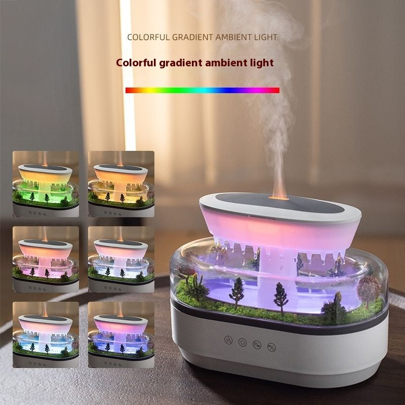 Diffuseur d'arôme de micro paysage humidificateur d'air en forme de goutte de pluie pour chambre à coucher.