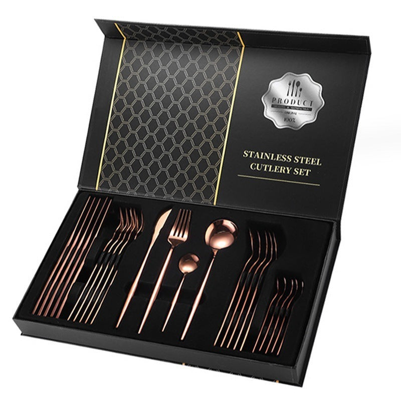 Coffret cadeau de vaisselle en acier inoxydable 24 pièces