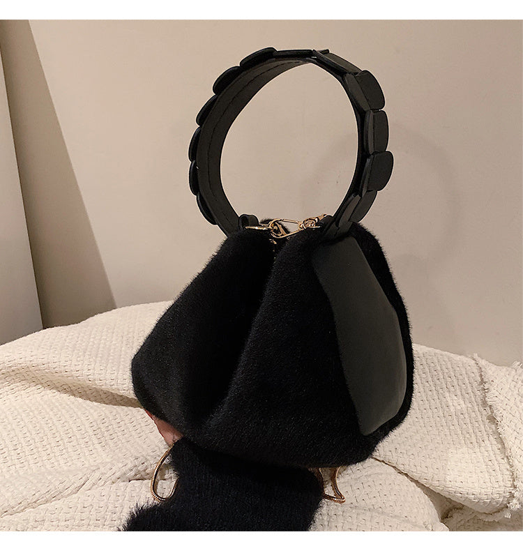 Sac à main croisé en fourrure petite pour femmes automne et hiver