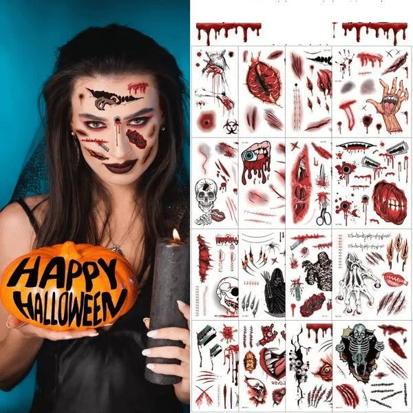 Nouveau produit Halloween autocollant de tatouage de bouche lèvres effrayantes décoration bricolage