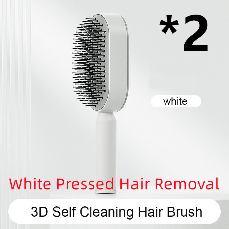 Brosse à cheveux auto-nettoyante pour femmes, brosse de massage du cuir chevelu avec airbag anti-perte de cheveux et nettoyage à une touche, brosse anti-statique.