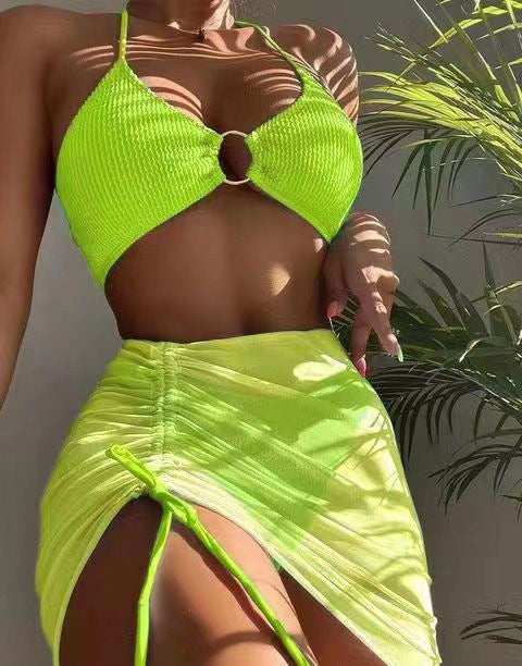 Maillot de bain 3 pièces à licou pour femme, maillot de bain de plage personnalisé à trois points, mode d'été