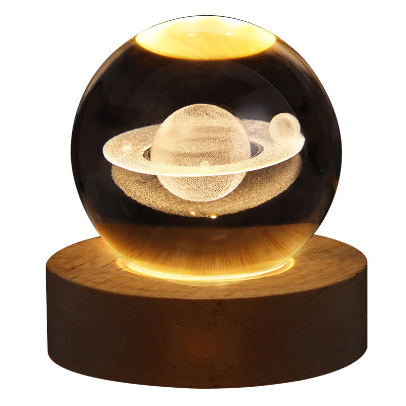 Lampe de table en cristal galaxie LED, lampe 3D de planète et de lune, décoration de chambre pour enfants, fête d'anniversaire pour enfants.
