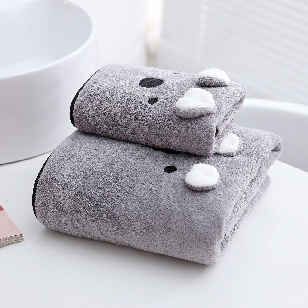 Serviette de bain en velours corail Serviette deux pièces Oreilles de lapin Koala Coffret cadeau