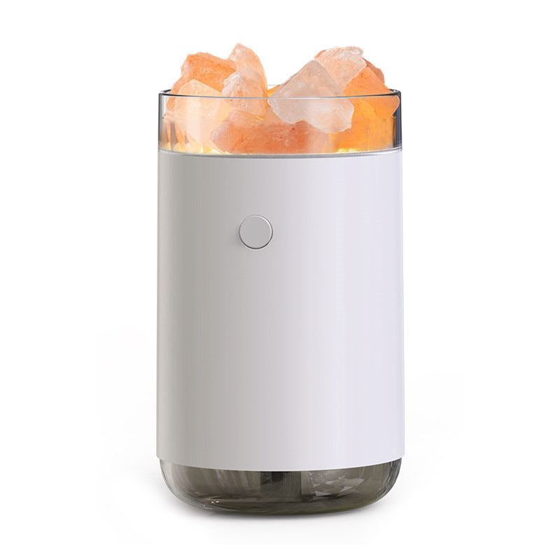 Humidificateur d'air en cristal de sel, diffuseur d'huiles essentielles ultrasonique de bureau avec lampe LED pour chambre à coucher et maison.
