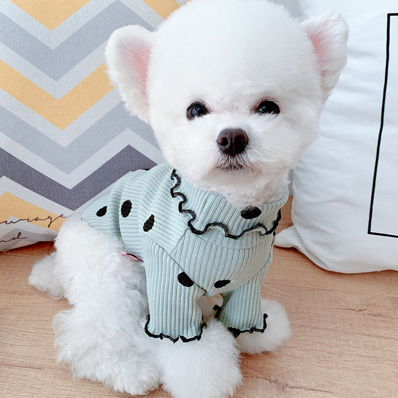 Chemise à col roulé à pois pour chien
