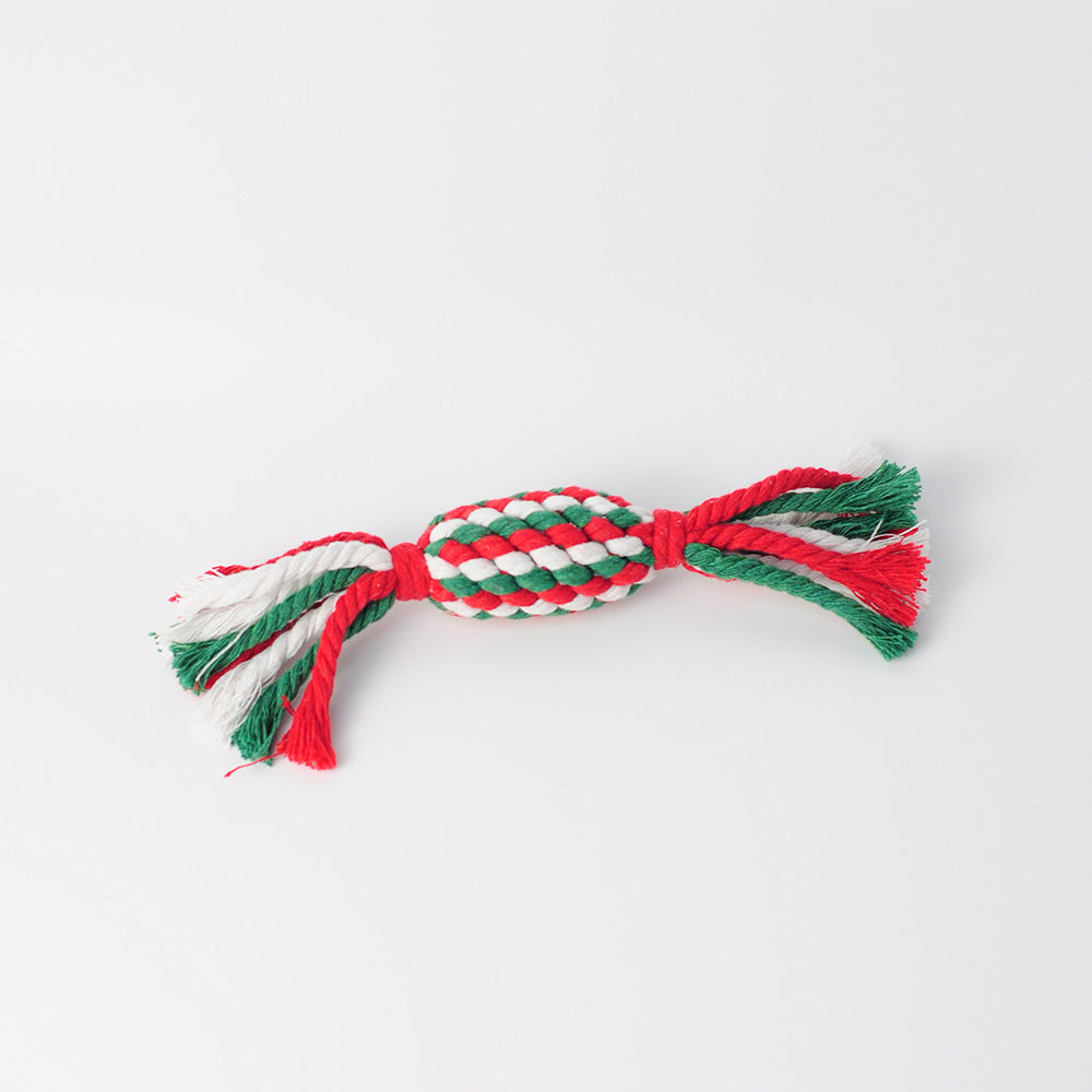 Jouet pour chien nettoyant les dents en fil de coton, poupée cadeau pour sapin de Noël