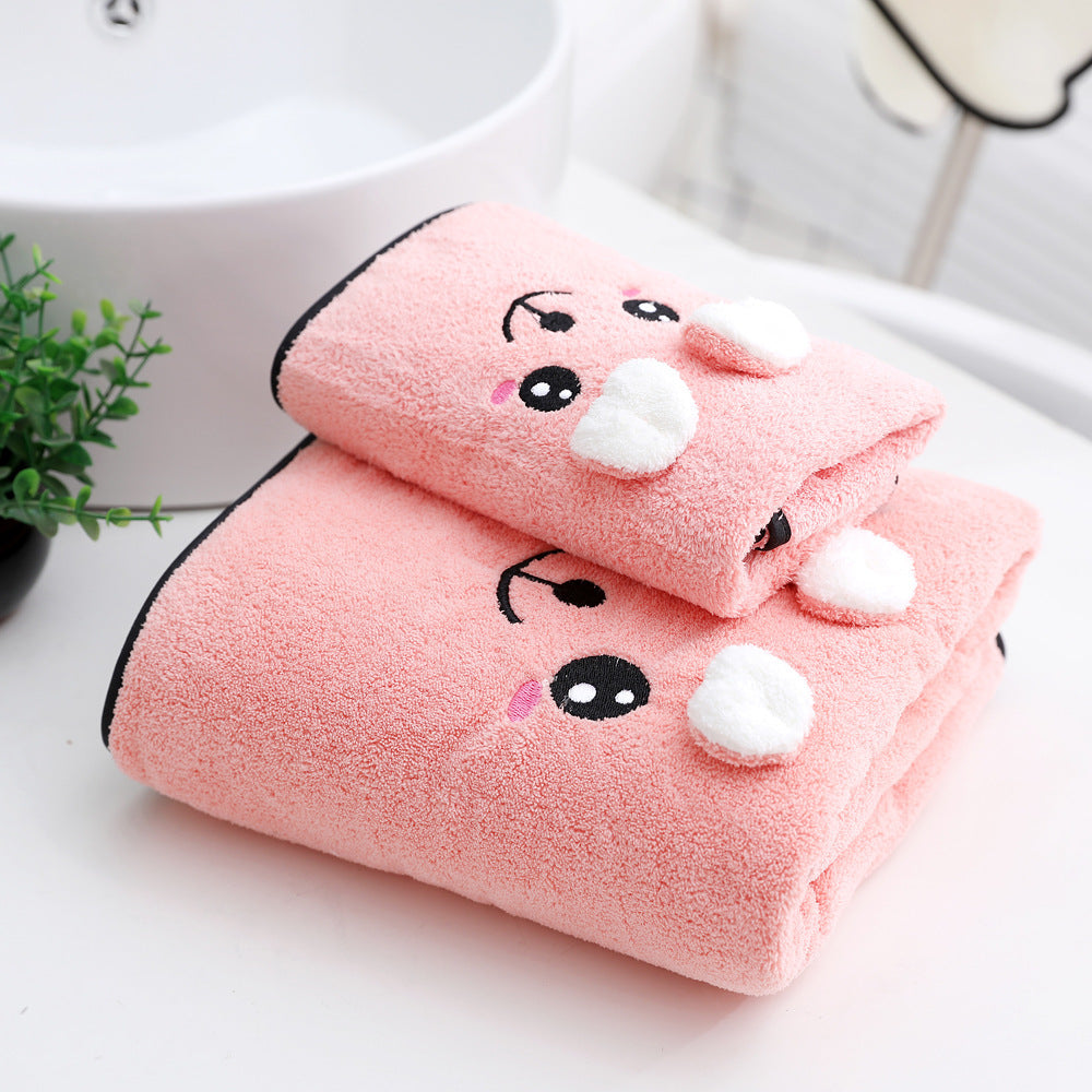 Serviette de bain en velours corail Serviette deux pièces Oreilles de lapin Koala Coffret cadeau