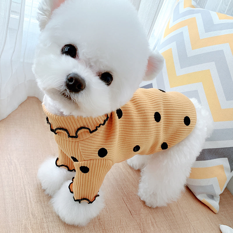 Chemise à col roulé à pois pour chien