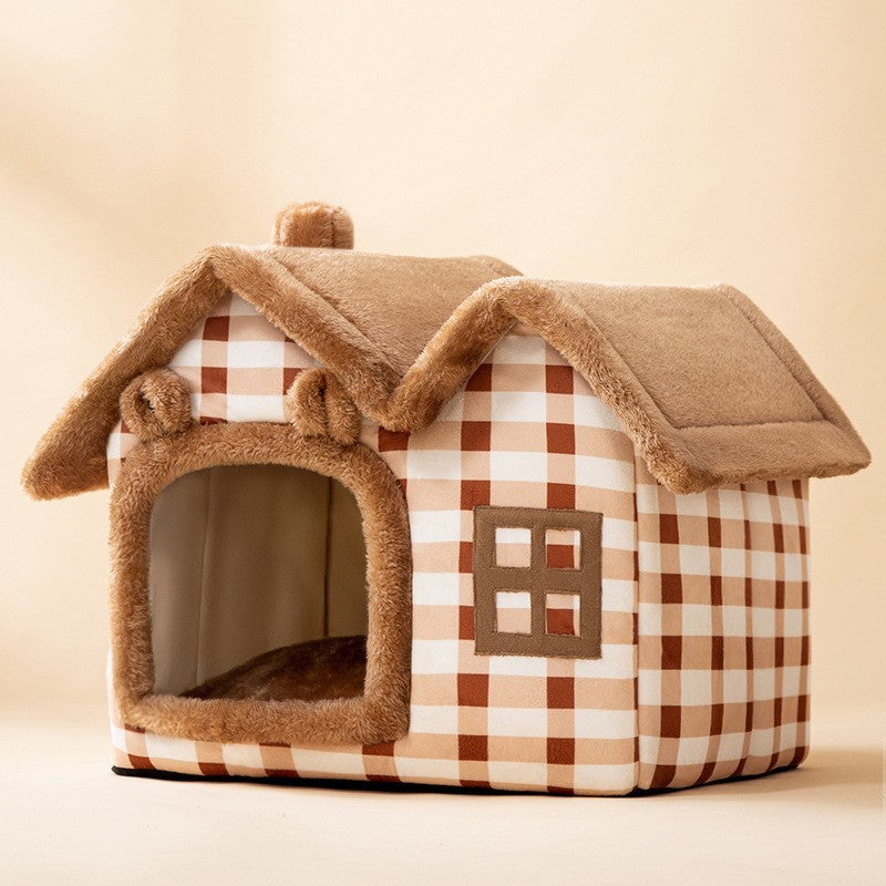 Maison pour chien pliable, lit pour chat, villa d'hiver pour chien, chenil de sommeil, nid amovible, cave chaude et fermée, canapé pour animaux de compagnie.