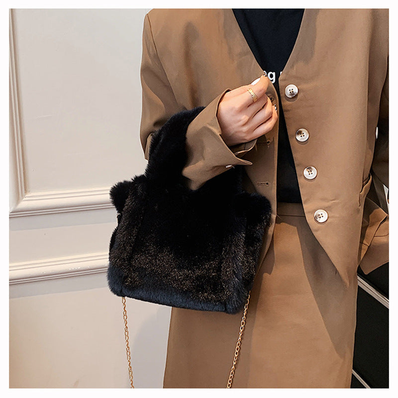 Sacs d'hiver Chaîne Sac à main en peluche Sacs fourre-tout Femme Sac à épaule