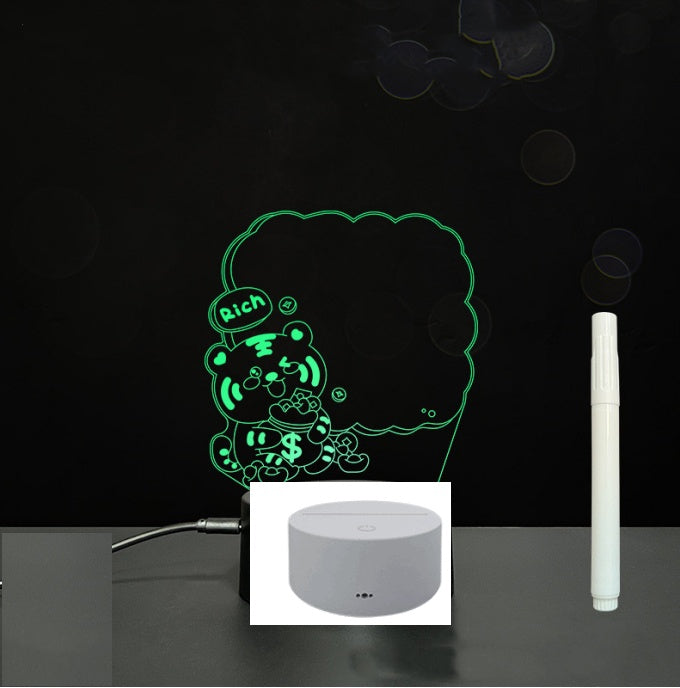 Tableau de message en acrylique 3D avec écriture à la main et lumière LED