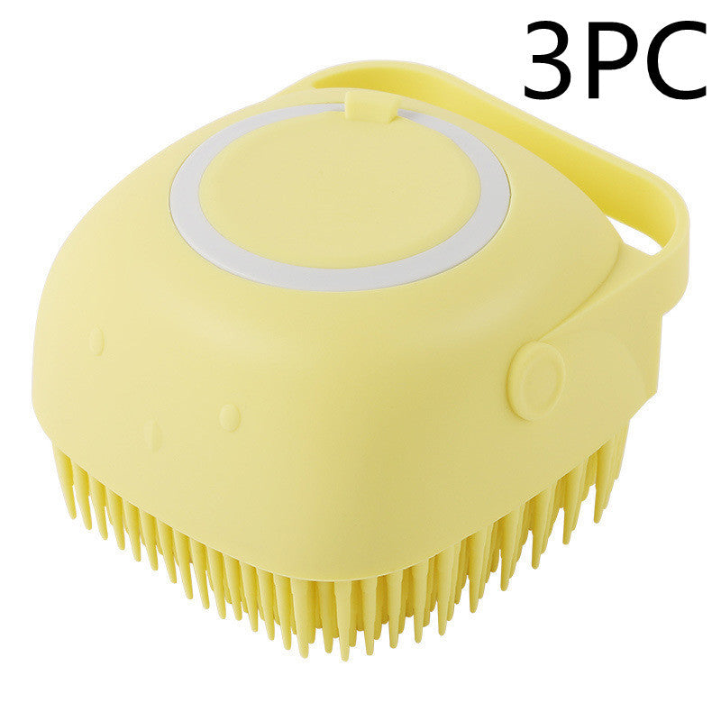 Gants de bain en silicone pour chien avec brosse de massage, outil de nettoyage pour animaux de compagnie, brosse à peigne pour chien, peut verser du shampooing, fournitures de toilettage pour chien.