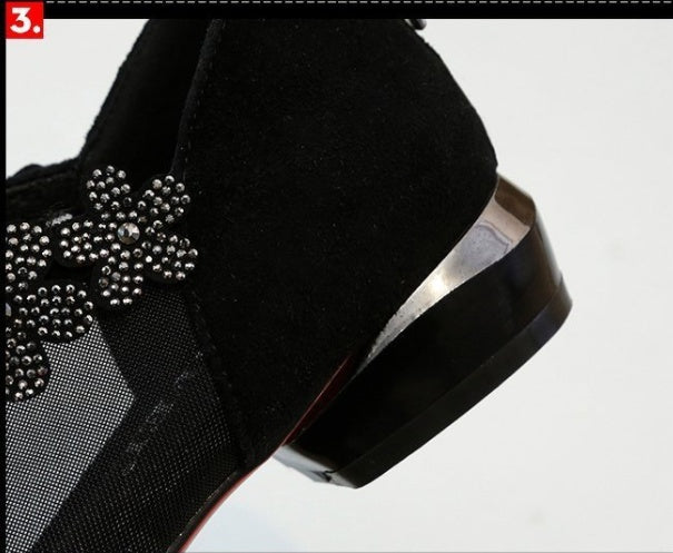 Chaussures sexy pour femmes avec fermeture éclair à l'arrière en maille