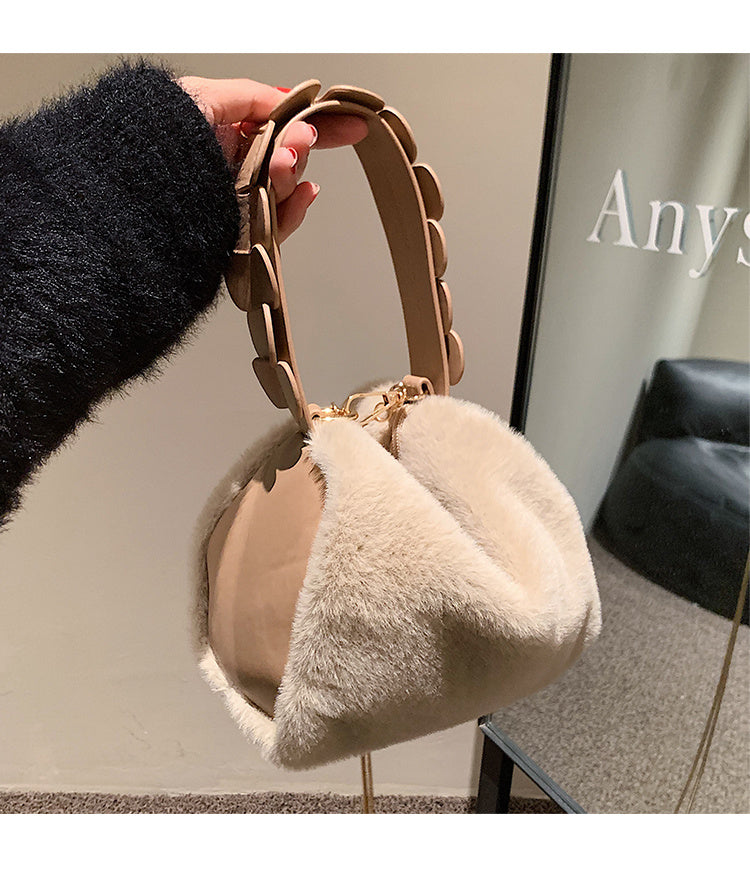 Sac à main croisé en fourrure petite pour femmes automne et hiver