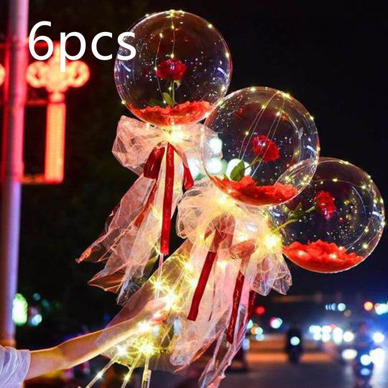 LED Ballon lumineux Rose Bouquet Transparent Bobo Boule Rose