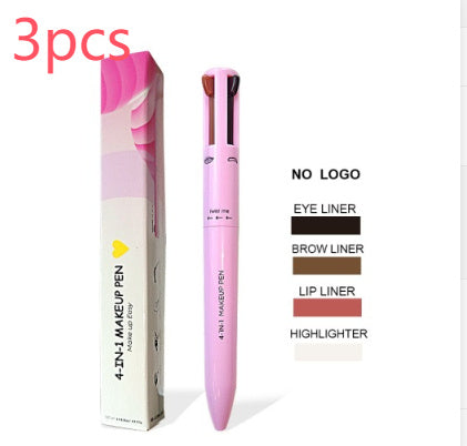 Pinceau cosmétique 4 en 1 Crayon à lèvres 4 couleurs Crayon à sourcils Eyeliner