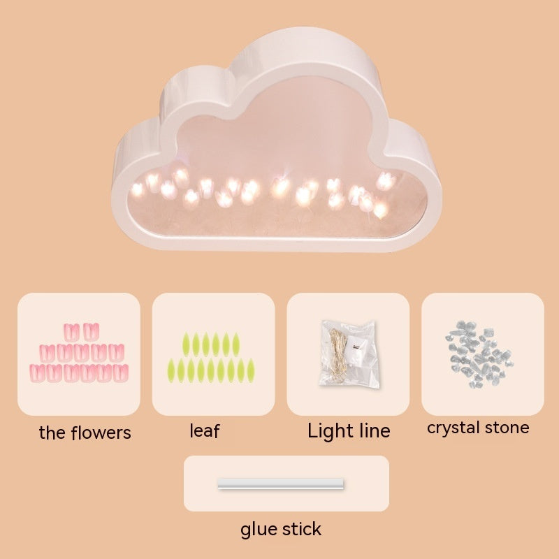 Miroir tulipe nuage fait main, petite veilleuse
