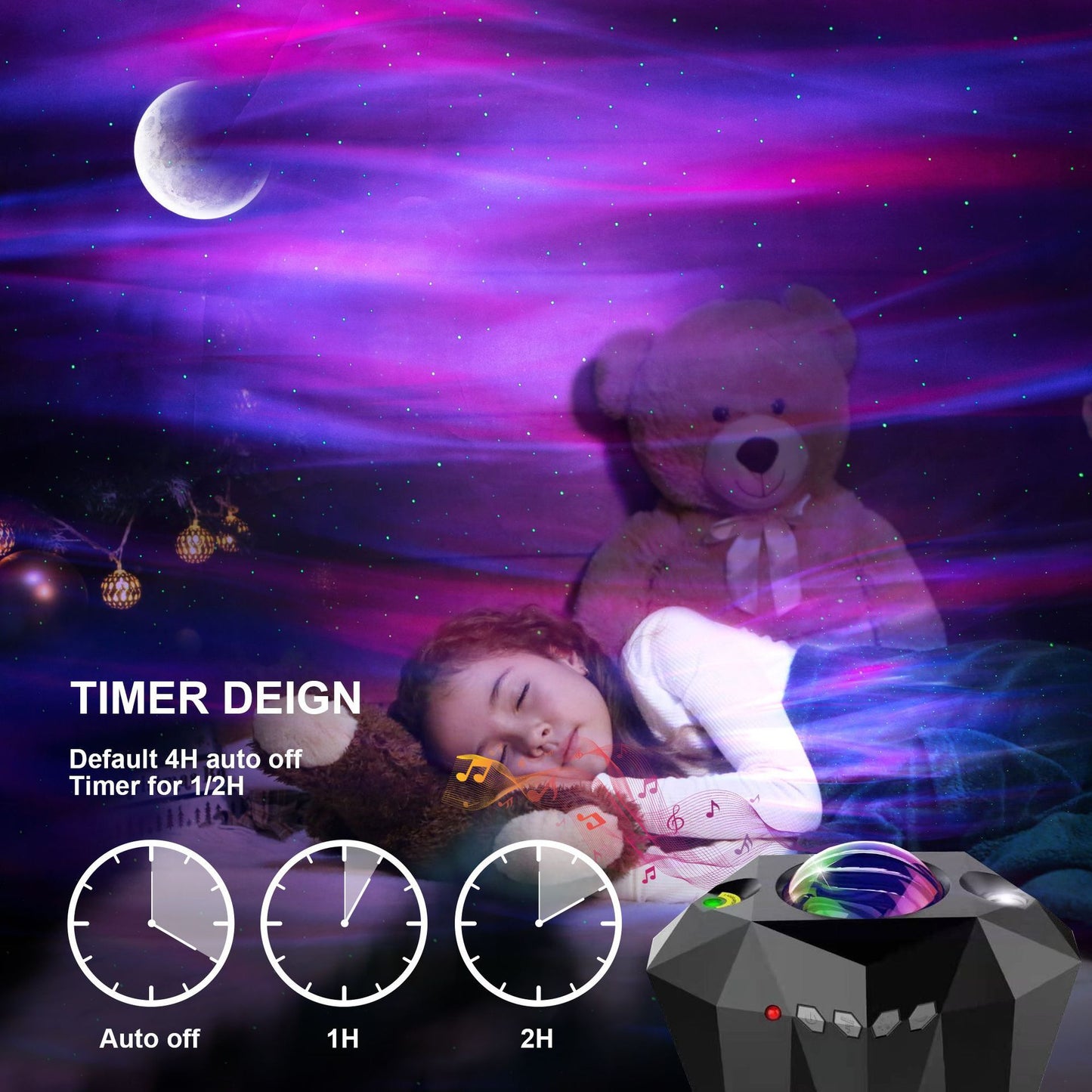 Lampe projecteur d'étoiles océaniques Bluetooth avec motif d'eau USB.