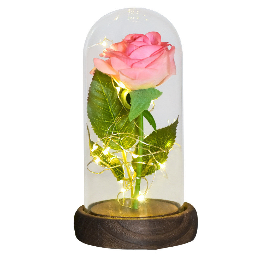520 Cadeau de Saint-Valentin Vie Éternelle Fleur de Rose Émulative Couvercle en Verre DIY