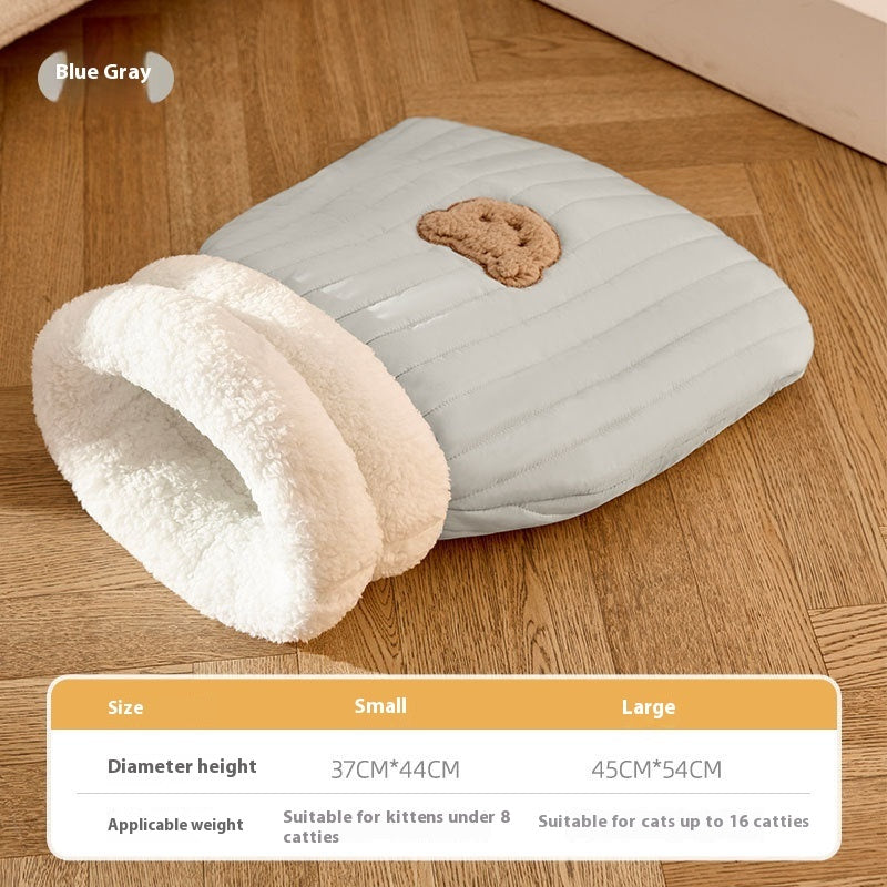 Sac de couchage chaud avec poche fermée pour chat