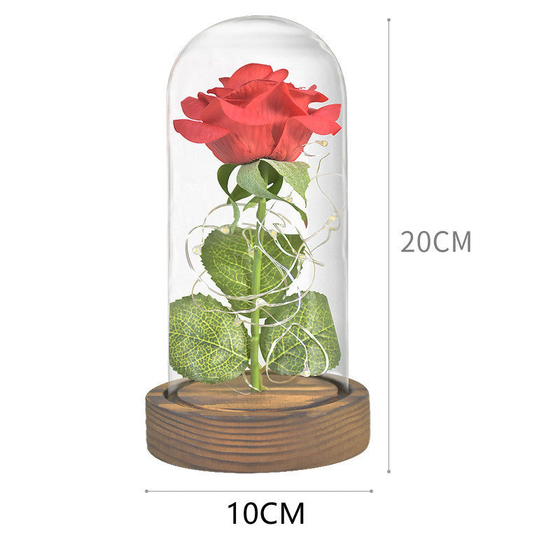 520 Cadeau de Saint-Valentin Vie Éternelle Fleur de Rose Émulative Couvercle en Verre DIY