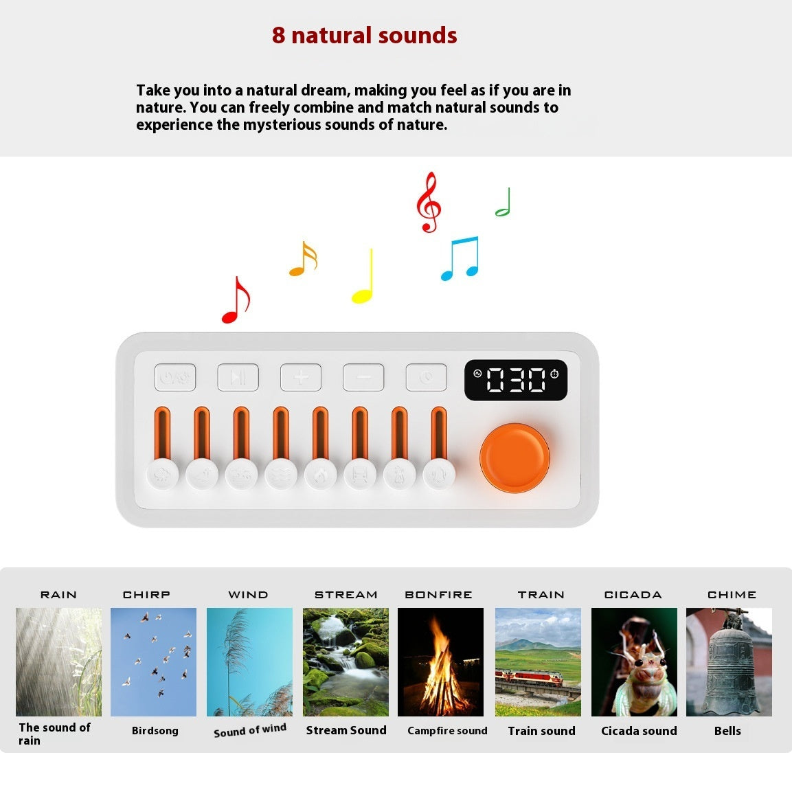 Machine à bruit blanc pour le sommeil, lumière stéréo compatible Bluetooth, RVB, sept couleurs, veilleuse d'ambiance