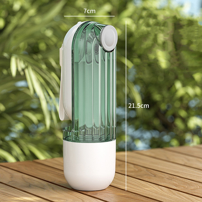Gobelet d'eau pour animaux 2 en 1, design segmenté, vert, portable pour la promenade des chiens, fournitures d'alimentation pour chiens, accessoires pour animaux, distributeur d'eau pour chiens, produits pour animaux.