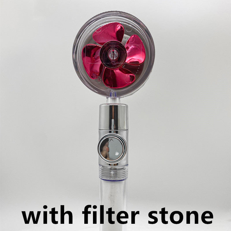 Pommeau de douche à économie d'eau, rotation à 360 degrés avec petit ventilateur, buse de pulvérisation haute pression ABS, accessoires de salle de bain.