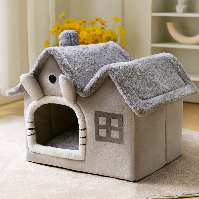 Maison pour chien pliable, lit pour chat, villa d'hiver pour chien, chenil de sommeil, nid amovible, cave chaude et fermée, canapé pour animaux de compagnie.