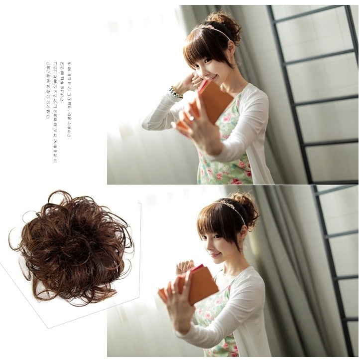 Europe, Japon et Corée du Sud populaires chignon naturel moelleux cordon cheveux bouclés boule tête cheveux anneau ensemble de cheveux accessoires de cheveux féminins cheveux en fibre chimique