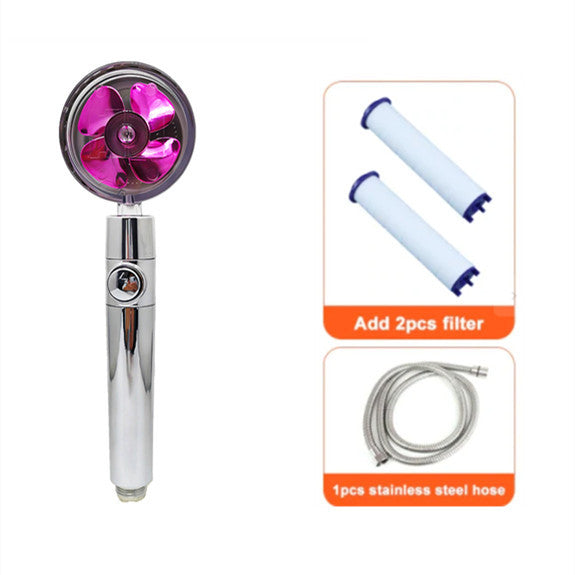 Pommeau de douche à économie d'eau, rotation à 360 degrés avec petit ventilateur, buse de pulvérisation haute pression ABS, accessoires de salle de bain.