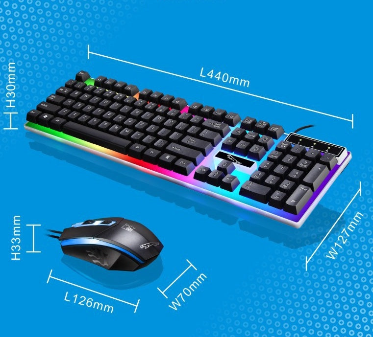 Ensemble de souris et clavier filaires G21 avec éclairage suspendu et sensation mécanique pour les jeux.