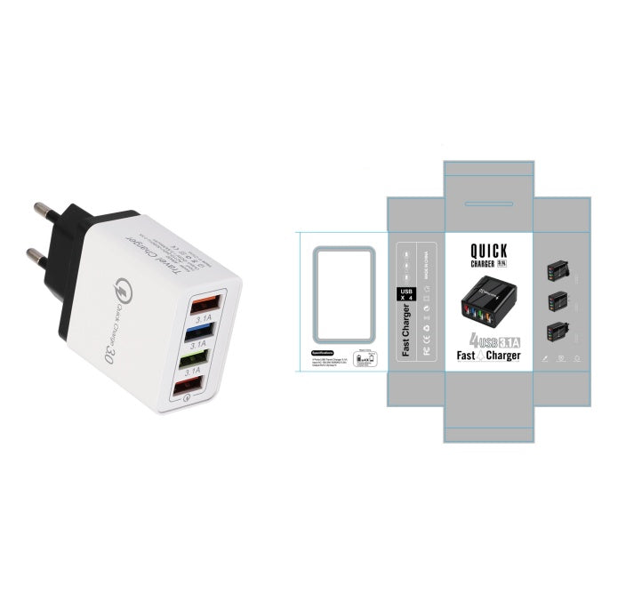 Chargeur USB Quick Charge 3.0 Adaptateur pour 4 téléphones pour tablette Chargeur mural portable Chargeur rapide