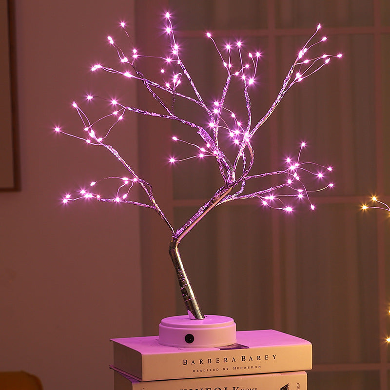 Interrupteur à effleurement lumineux en forme d'arbre, lumière nocturne étoilée en perle.