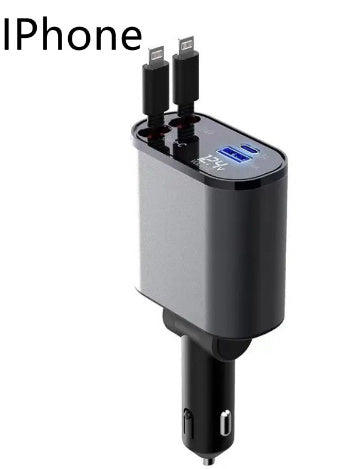 Chargeur de voiture en métal 100W Super Charge rapide Adaptateur USB et TYPE-C pour allume-cigare