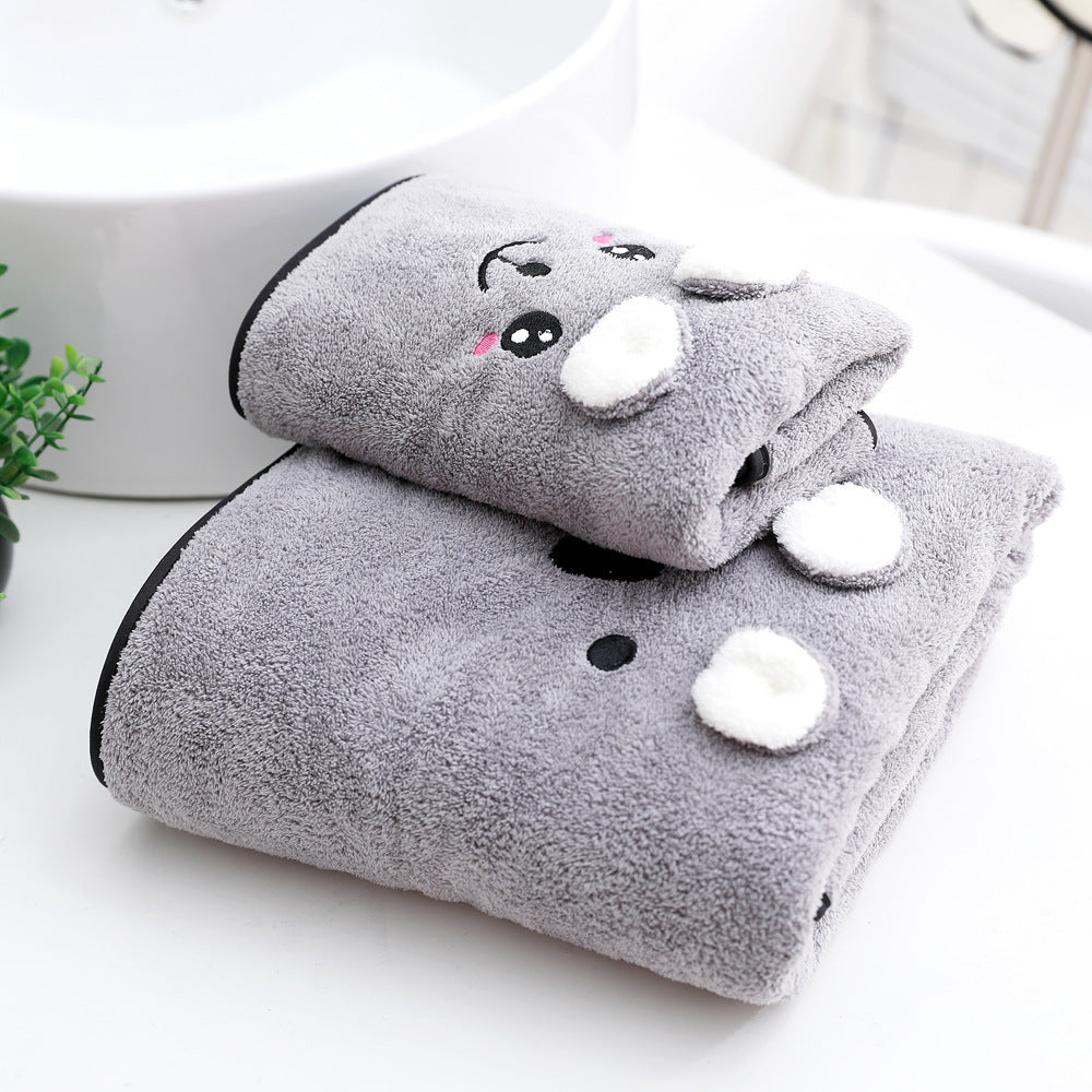 Serviette de bain en velours corail Serviette deux pièces Oreilles de lapin Koala Coffret cadeau