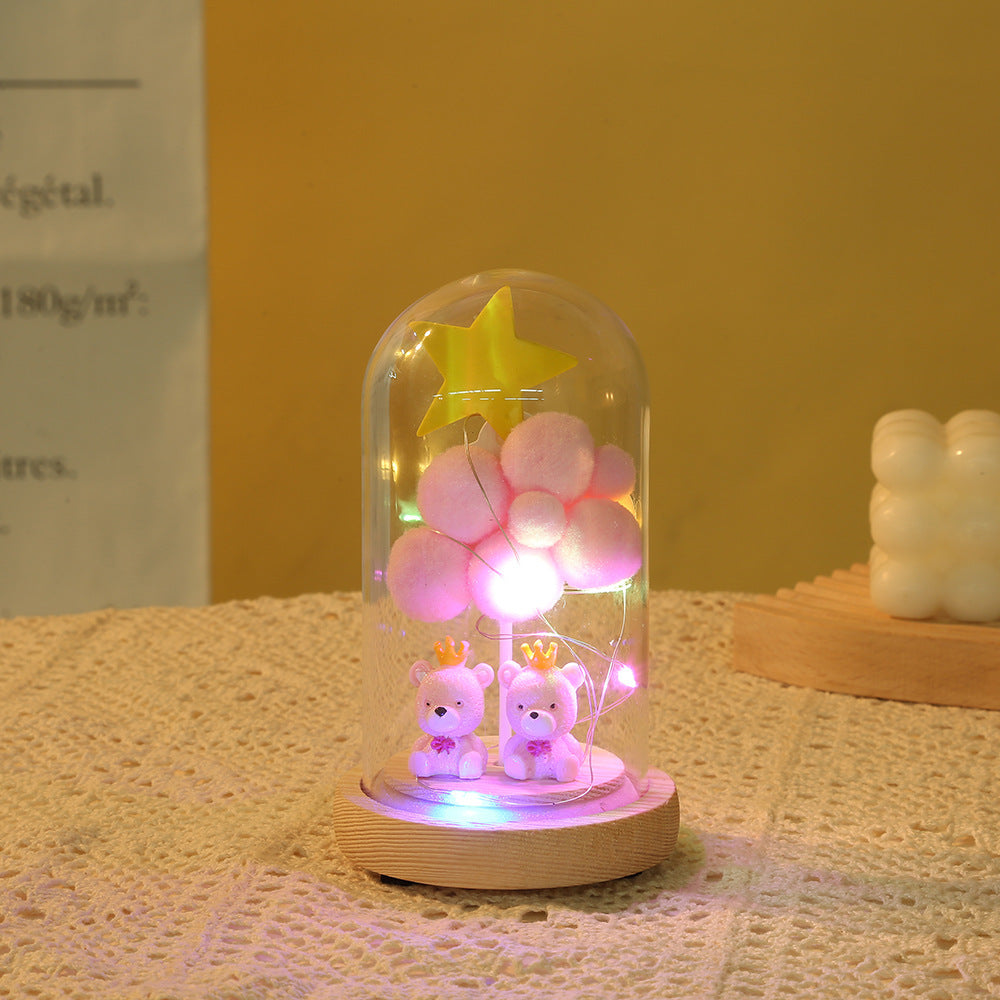 Cadeau de Saint-Valentin avec couvercle en verre et lumières LED