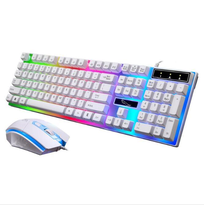Ensemble de souris et clavier filaires G21 avec éclairage suspendu et sensation mécanique pour les jeux.