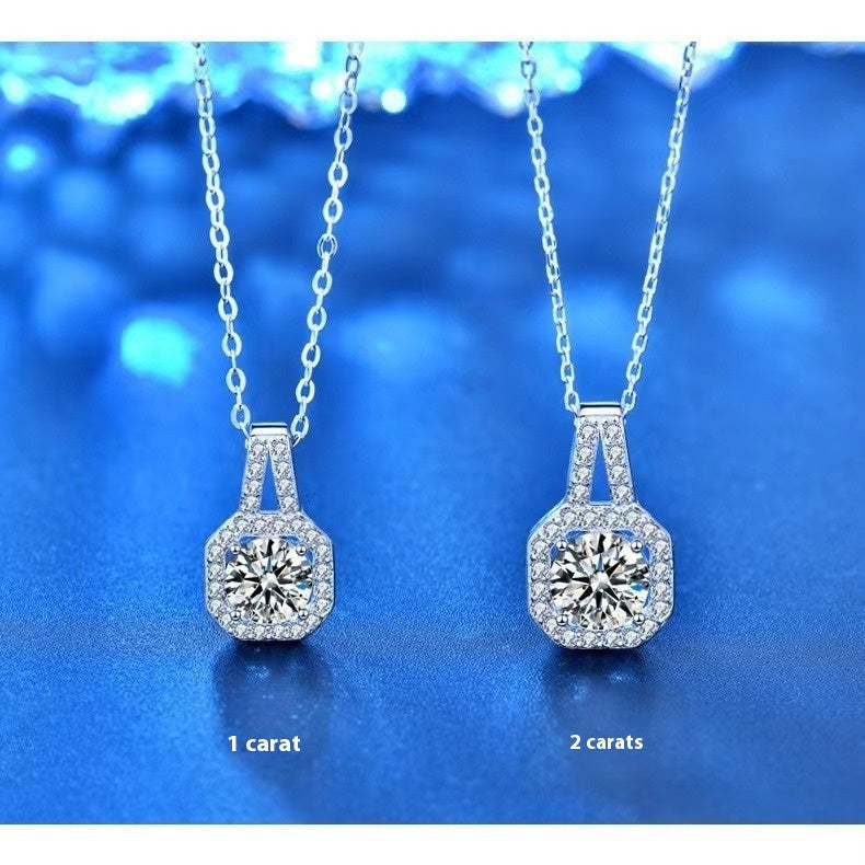 Collier en argent sterling S925 avec moissanite pour femme, niche polyvalente et de grande valeur