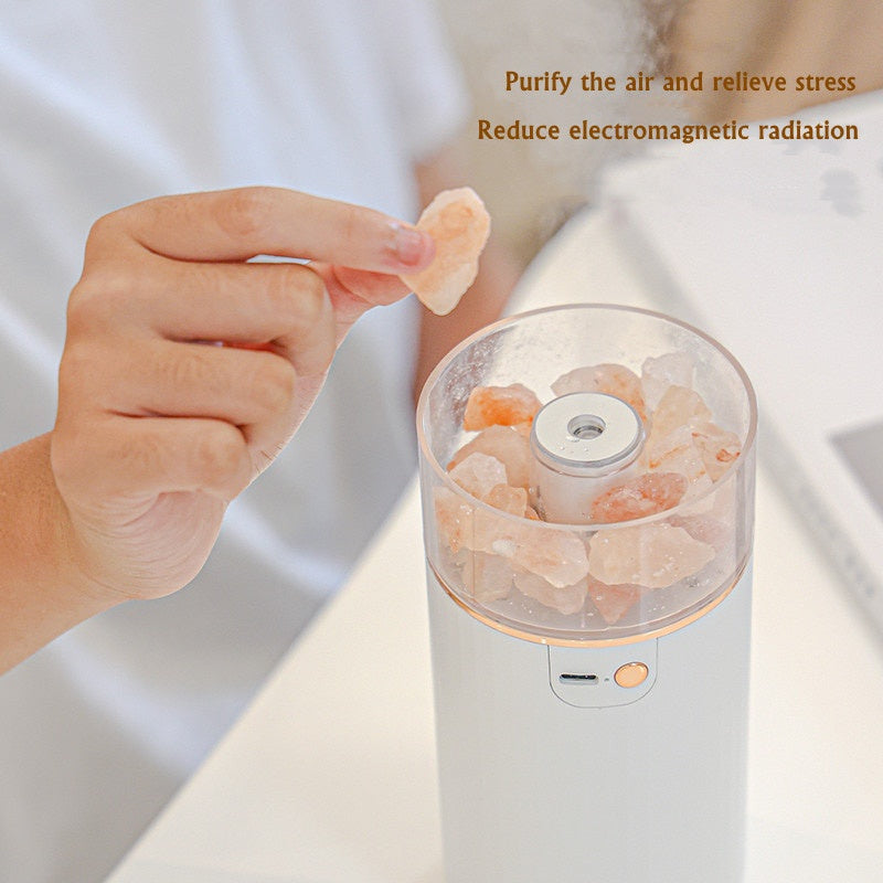 Humidificateur d'air en cristal de sel, diffuseur d'huiles essentielles ultrasonique de bureau avec lampe LED pour chambre à coucher et maison.
