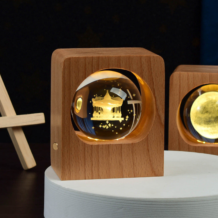 Lampe de nuit à lumière LED en forme de méduse avec gravure laser 3D de cerf, lampe dimmable USB pour décoration de chambre, cadeaux et décoration intérieure.