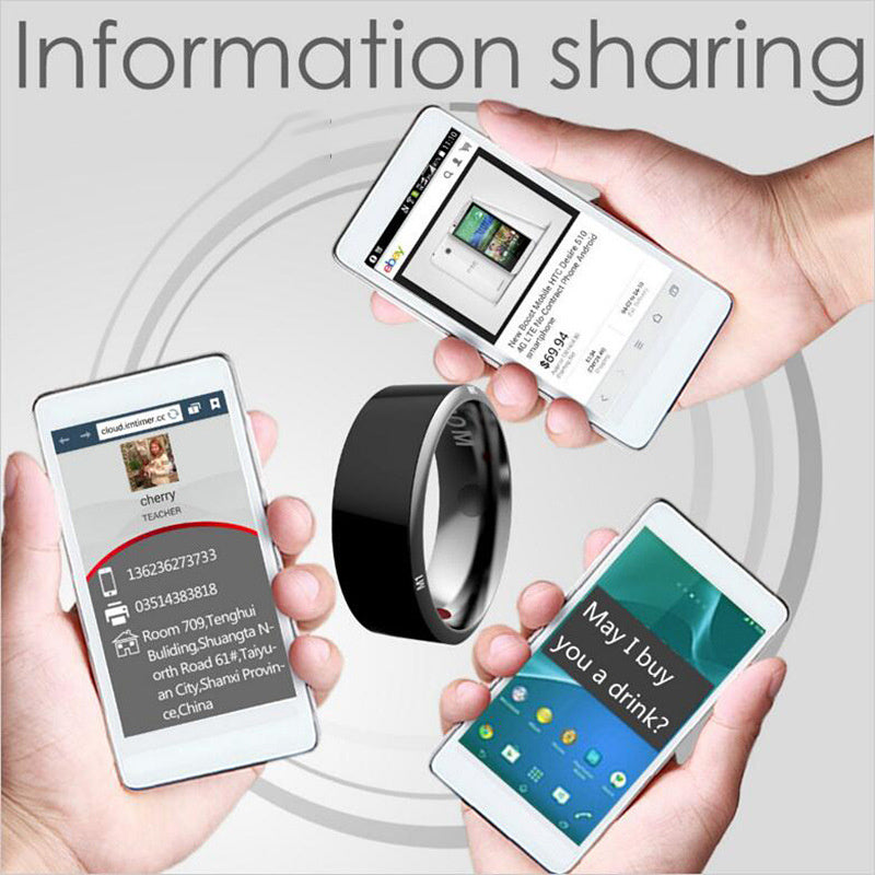Dispositif portable intelligent en anneau multifonctionnel noir haute technologie